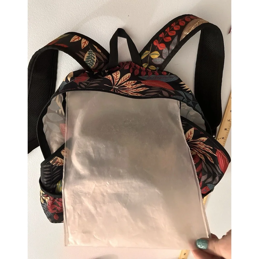 Venture Pal Floral Backpack Black/Multicolor Zip, Bottle Pocket